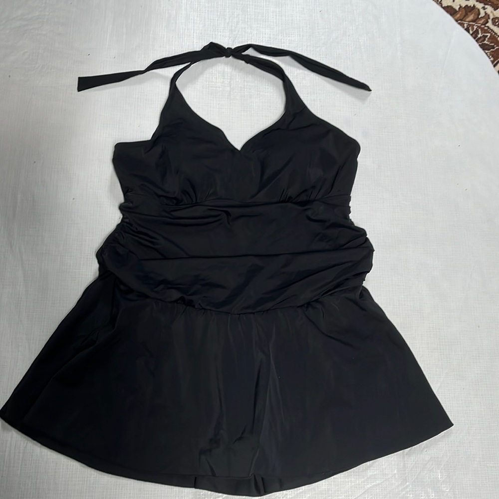 1pc swimsuit sz 1X XXL plus size skirt swim dress black no tags used modest